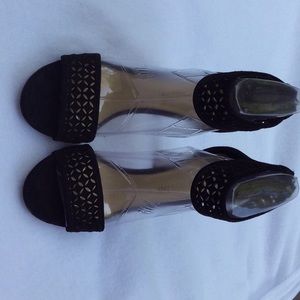 Antonio Melani black suede strap sandals